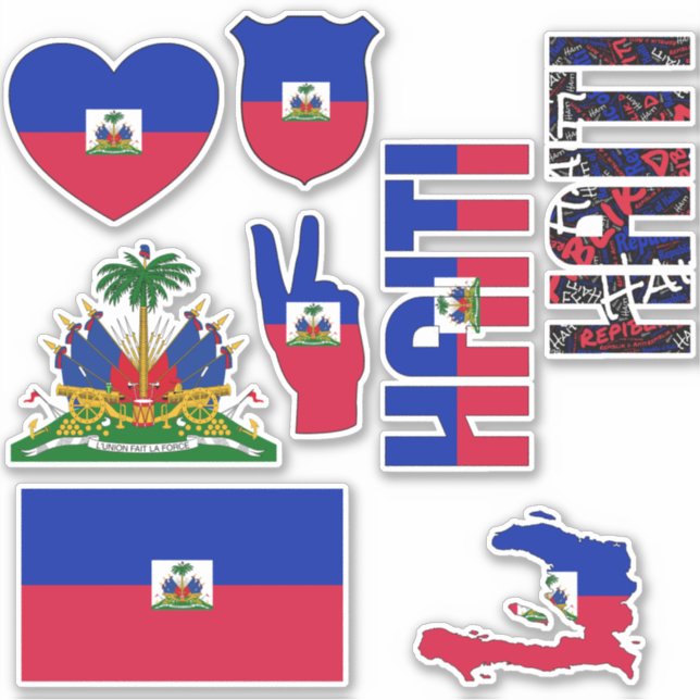 Sticker Haïti Extraordinaire forme les symboles nationaux (Devant)