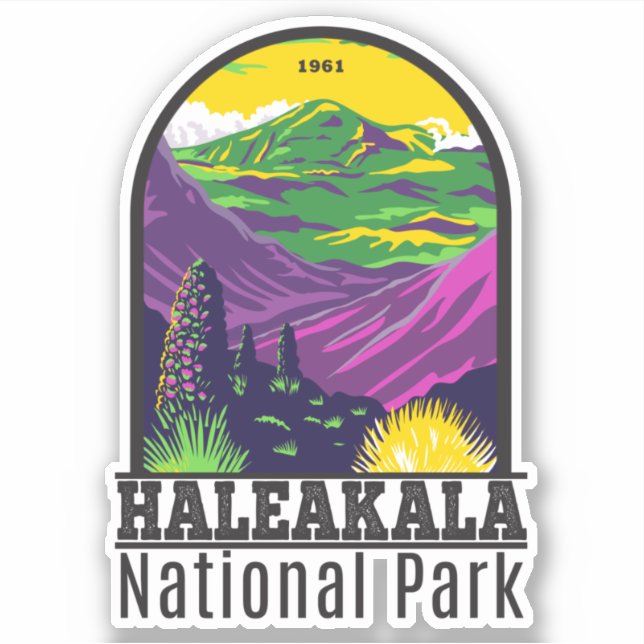 Sticker Haleakala National Park Hawaii Vintage (Devant)