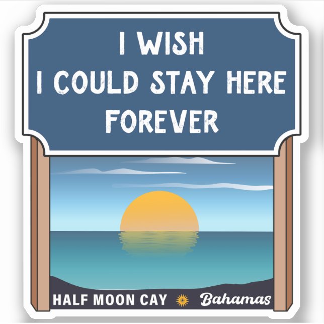 Sticker Half Moon Cay Bahamas Retro Sunset Vacation 60s (Devant)