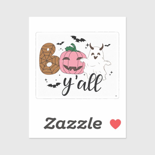 Sticker Halloween Boo Y'all (Feuille)