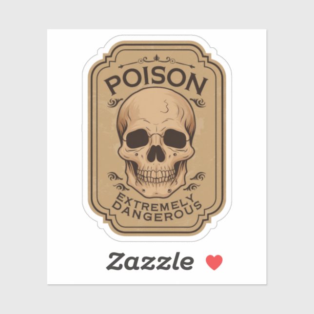 Sticker Halloween Bouteille de poison extrêmement dangereu (Feuille)