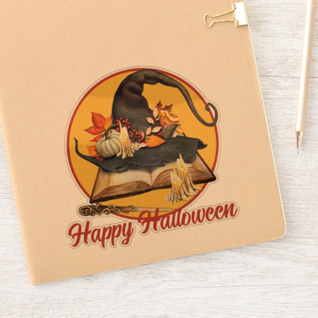 Sticker Halloween Casquette & Spellbook de sorcière (Carnet)