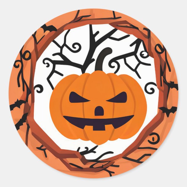 Sticker Halloween Citrouille effrayant (Devant)