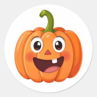 Sticker Halloween Citrouille mignon et souriant
