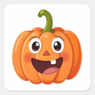 Sticker Halloween Citrouille mignon et souriant
