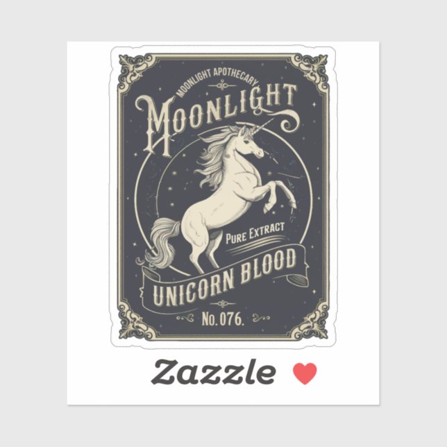 Sticker Halloween clair de lune licorne sang potion magiqu (Feuille)