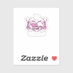 Sticker Halloween Coeur crâne mains Skeleton Beanie Design
