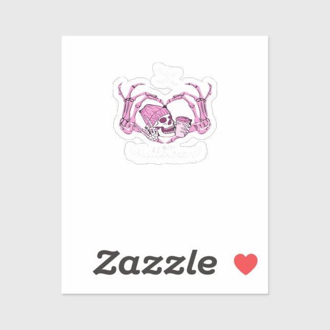 Sticker Halloween Coeur crâne mains Skeleton Beanie Design (Feuille)