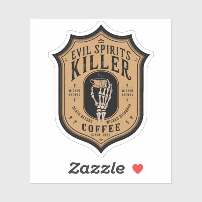 Sticker Halloween Evil Spirits Killer Pot café (Feuille)