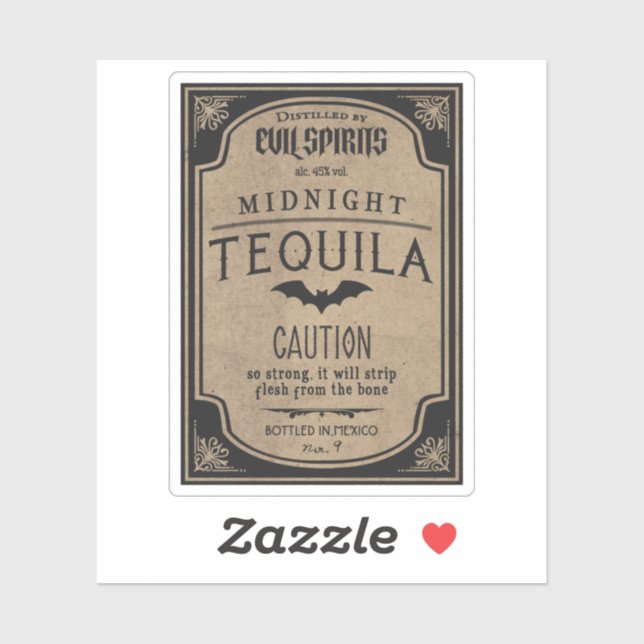 Sticker Halloween Evil Spiritueux Minuit Tequila Potion (Feuille)