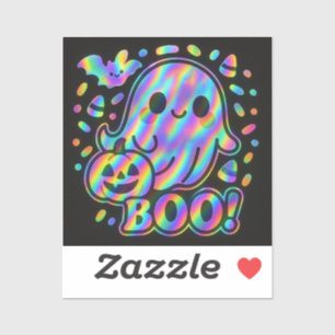 Sticker Halloween Ghost Kawaii avec Citrouille et 