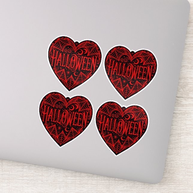 Sticker Halloween Heart, Black Heart Shape, Holiday (Détail)