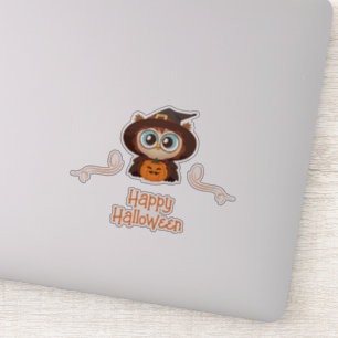 Sticker Halloween/hibou/citrouille/sorcière