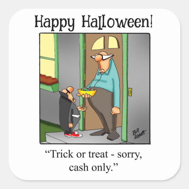 Sticker Halloween Humour "Cash Only" (Devant)