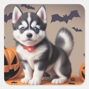 sticker Halloween Husky Puppy