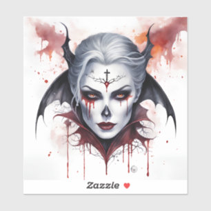 Sticker Halloween mystique Vampire femme Aquarelle