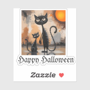 Sticker Halloween Petit Chat Gros Chat