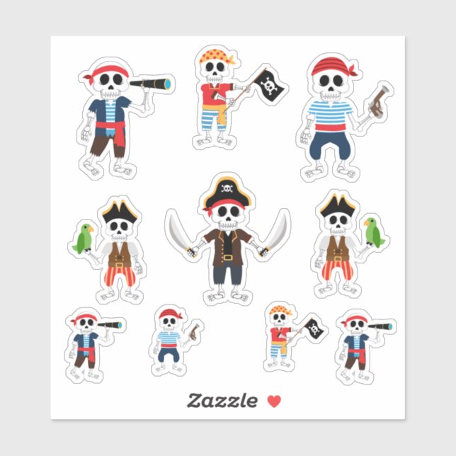 Sticker Halloween pirate de squelette (Feuille)