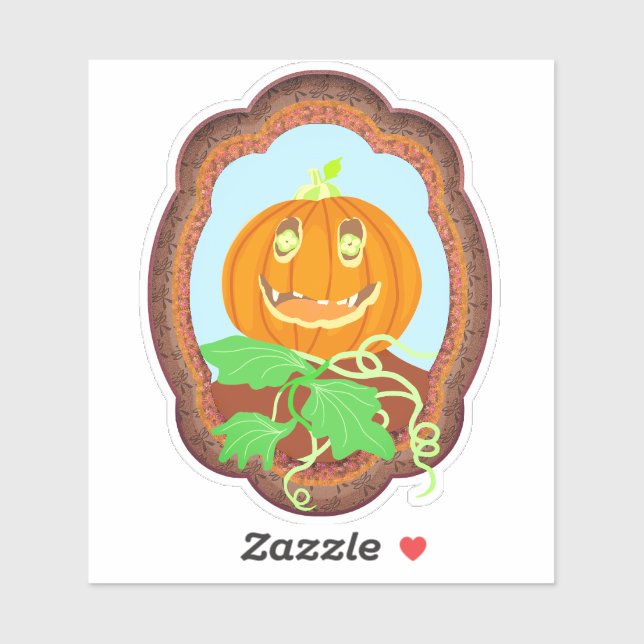 Sticker Halloween pumpkin smiling whimsical and spooky (Feuille)