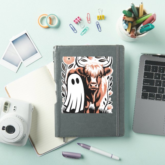 Sticker Halloween rustique du fantôme de vache des Highlan (Couverture iPad)