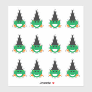 Sticker Halloween sorcière face à plaisir souriant joyeux