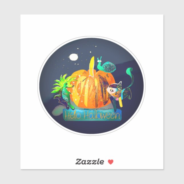 Sticker  Halloween Vibe — Pumpkin Whispers & Animals (Feuille)
