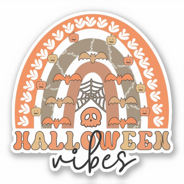 Sticker Halloween Vibes Boho Arc-en-ciel Automne Halloween (Devant)