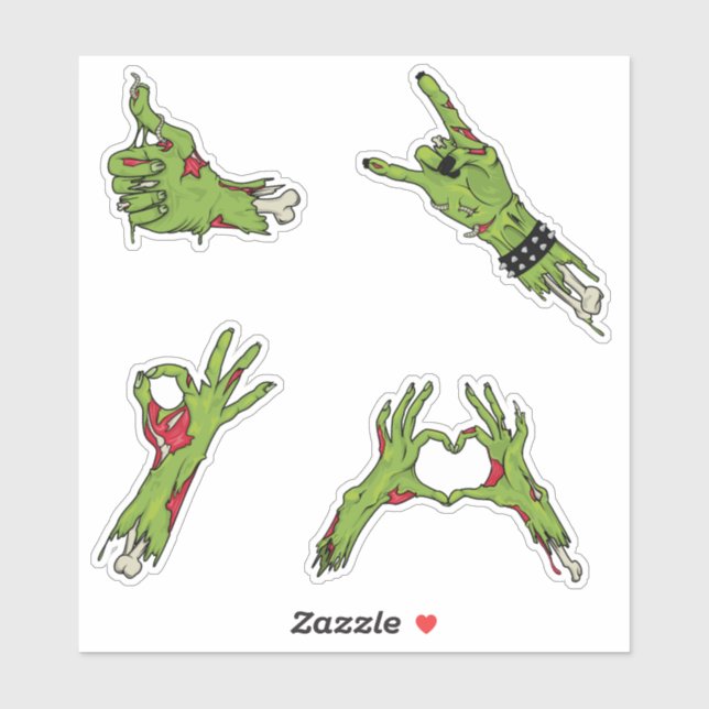 Sticker Halloween Zombie vert (Feuille)
