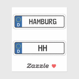 Sticker Hamburg kennzeichen, Plaque allemande d'immatricul