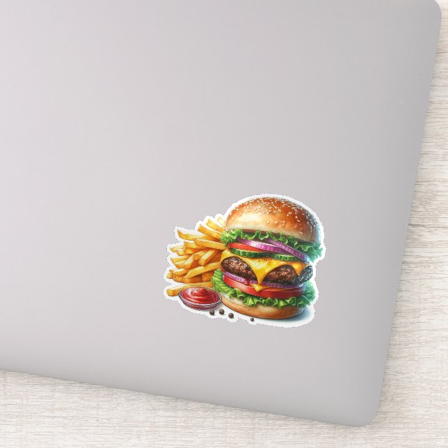 Sticker Hamburger et frites (Détail)