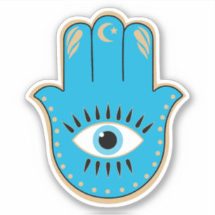Sticker Hamsa main Grec mal Oeil bleu
