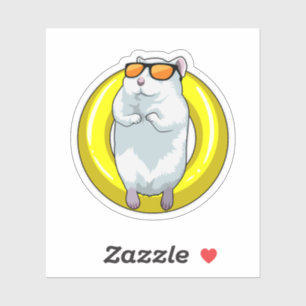 Sticker Hamster à la natation avec anneau de natation