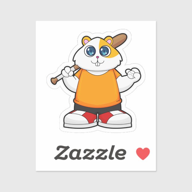 Sticker Hamster at Baseball with Baseball bat (Feuille)