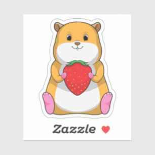 Sticker Hamster aux fraises