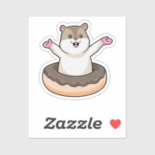 Sticker Hamster avec beignet au chocolat