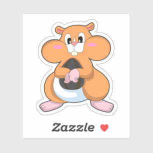Sticker Hamster avec noyer