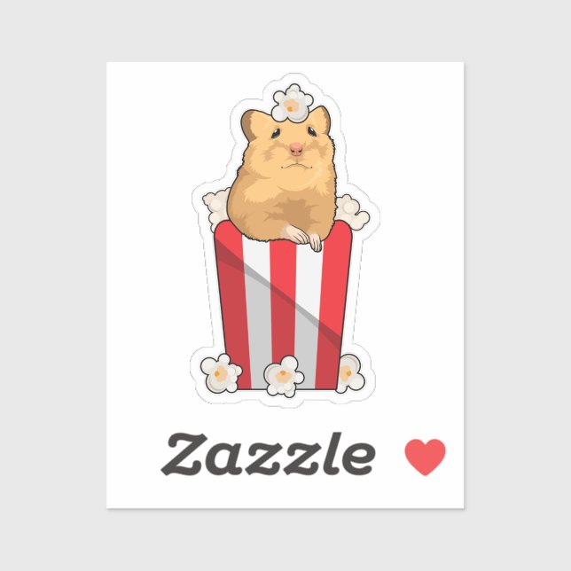 Sticker Hamster avec Popcorn (Feuille)