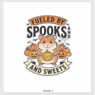 Sticker Hamster d'Halloween alimenté par les fantômes drôl