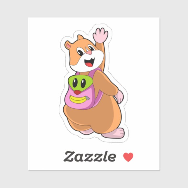 Sticker Hamster en tant qu'étudiant avec sac à dos.PNG (Feuille)