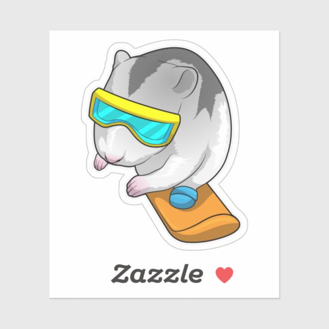 Sticker Hamster Snowboard Snowboard (Feuille)