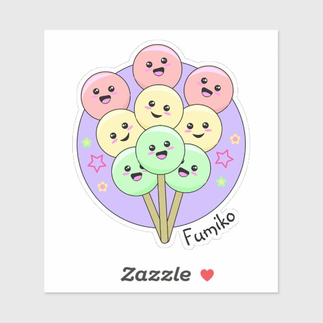 Sticker Hanami Dango Sweet Japanese Kawaii Food (Feuille)