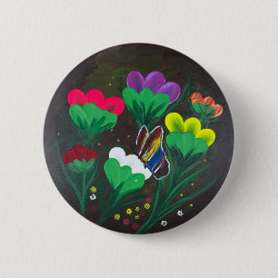 Sticker- Handmade artwork - Butterfly Bolssom 2 Inch Round Button