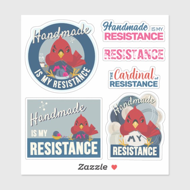Sticker "Handmade est Ma Résistance" Collection Bleue (Feuille)