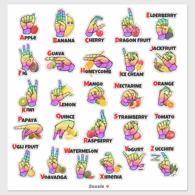 Sticker Hands & Harvest: Learn ASL with Fruits (Feuille)