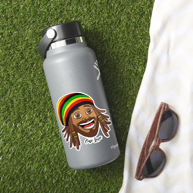 Sticker Handsome Jamaican Rasta Man One Love (HydroFlask Insitu)