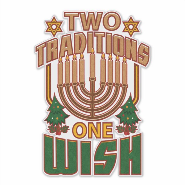 Sticker Hanoukka Deux Traditions On Souhaite Christmukkah (Devant)