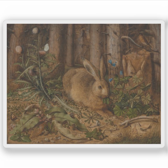 Sticker Hans Hoffmann - Un lièvre dans la forêt (Devant)