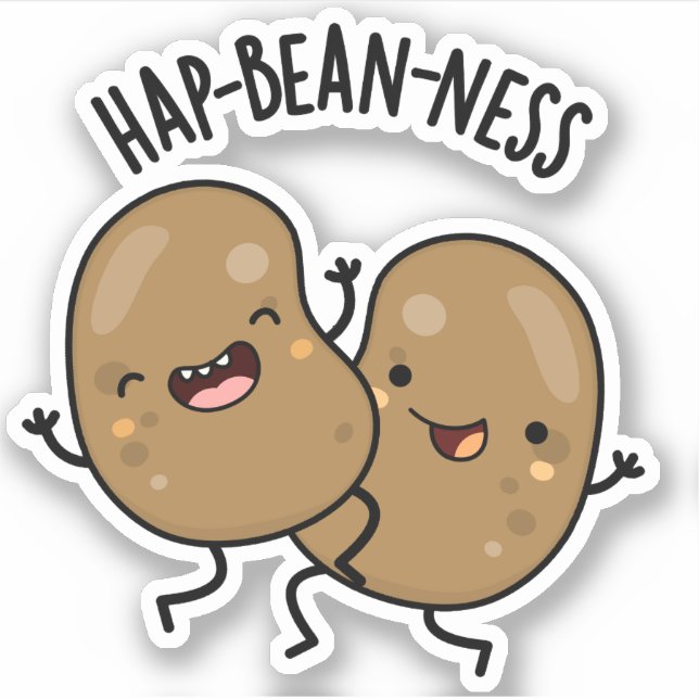 Sticker Hap-bean-ness Funny Bean Pun (Devant)