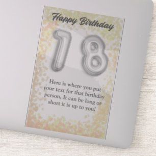 Sticker "Happy 18th Birthday"