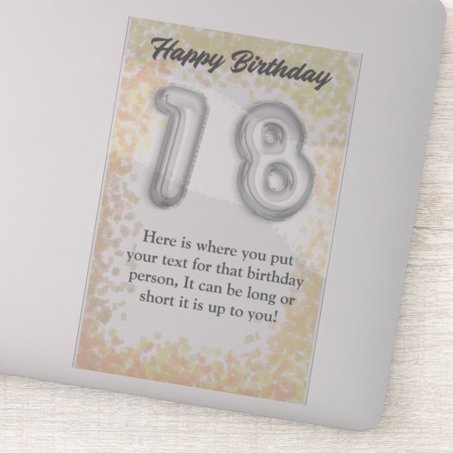 Sticker "Happy 18th Birthday" (Détail)